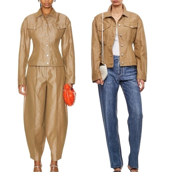 STELLA McCartney Runway Cinch Peplum Waisted Logo Buttoned Fitted Jacket Blazer - Picture 3 of 16